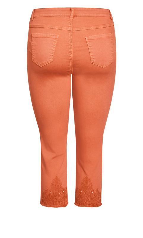 Evans Orange Lace Detail Cropped Trousers 7