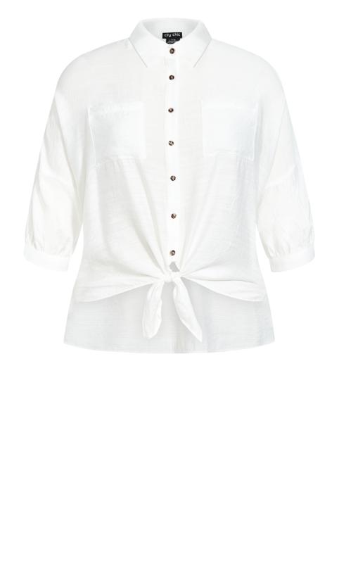 Evans White Tie Front Long Sleeve Shirt 8