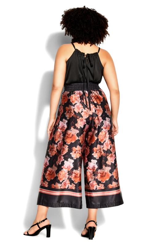 Evans Black & Red Floral Wide Leg Trousers 7