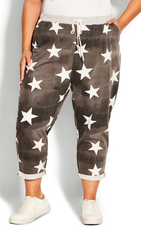 Evans Black Washed Star Print Cropped Trousers 2