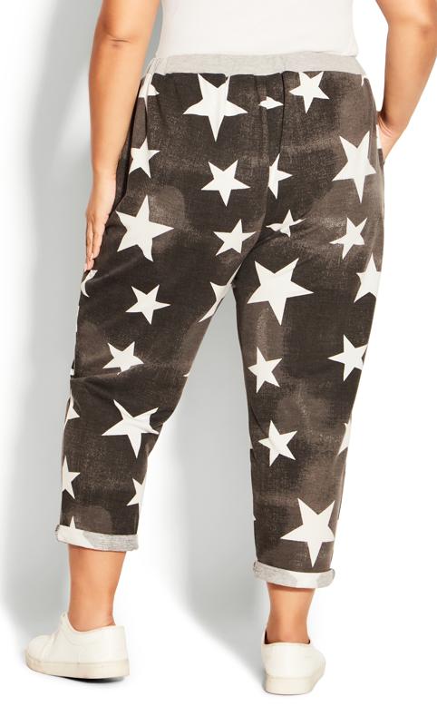 Evans Black Washed Star Print Cropped Trousers 4