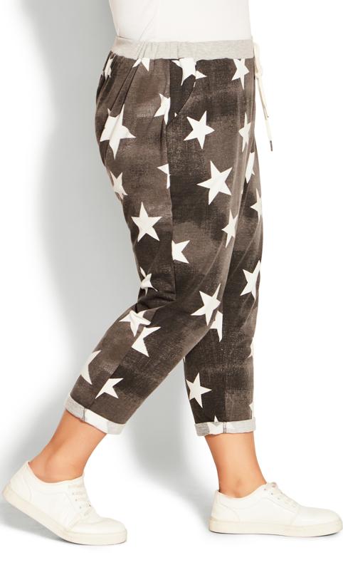 Evans Black Washed Star Print Cropped Trousers 5