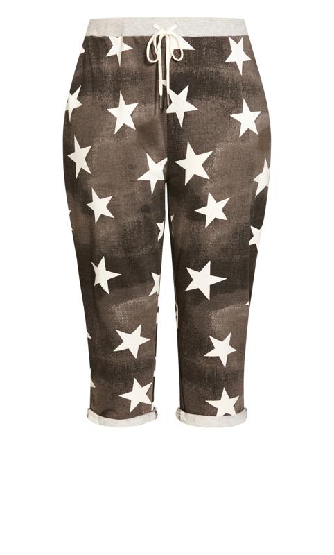 Evans Black Washed Star Print Cropped Trousers 6