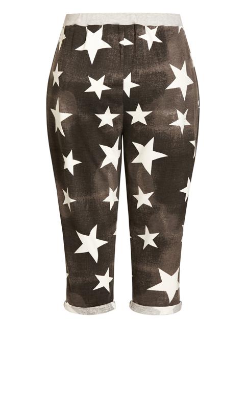 Evans Black Washed Star Print Cropped Trousers 7
