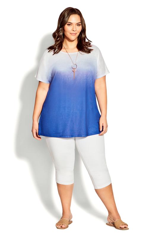Evans Blue & White Ombre Top with Necklace 2