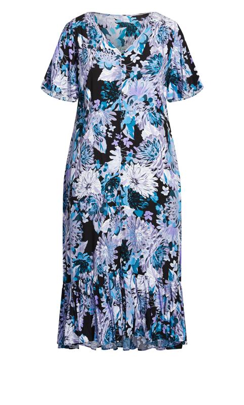 Evans Blue Floral Frill Hem Midaxi Dress 3