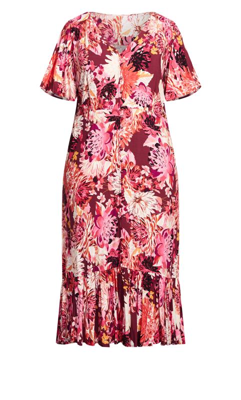 Evans Pink Floral Frill Hem Midaxi Dress 3