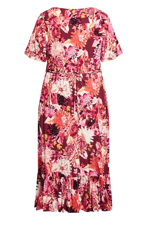 Evans Pink Floral Frill Hem Midaxi Dress 4