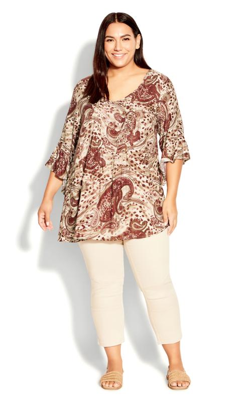 Plus Size  Evans Brown Abby Pintuck Top