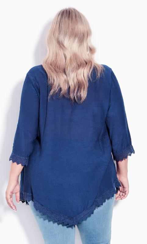 Evans Navy Blue Pintuck Lace Top 3