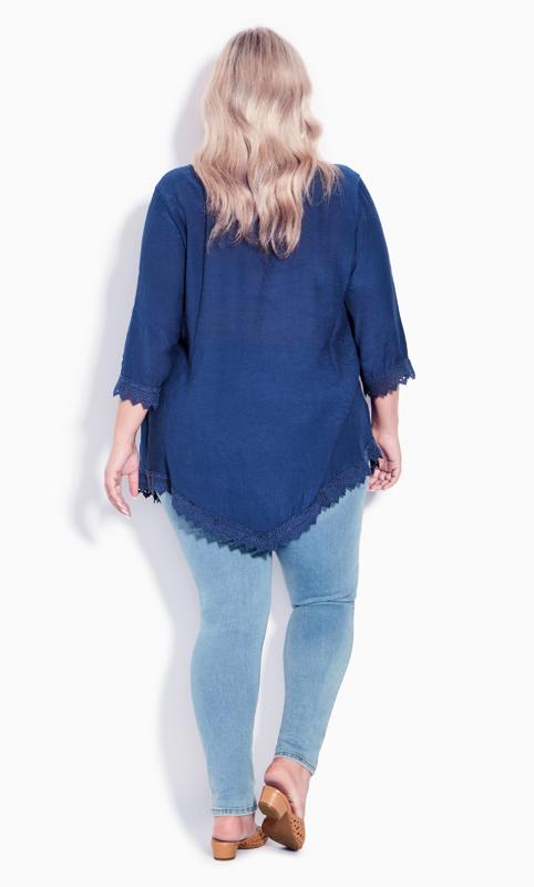 Evans Navy Blue Pintuck Lace Top 4