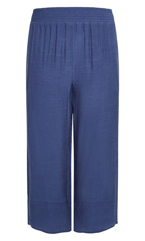Evans Blue Textured Elasticated Waist Wide Leg Trousers 6