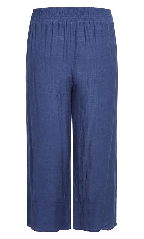 Evans Blue Textured Elasticated Waist Wide Leg Trousers 7