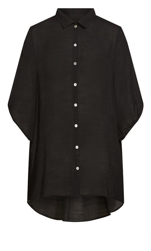 Evans Black Oversized Longline Shirt 5