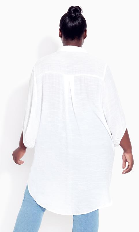 Evans White Oversized Longline Shirt 3