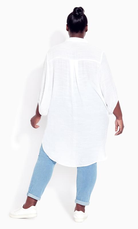 Evans White Oversized Longline Shirt 4