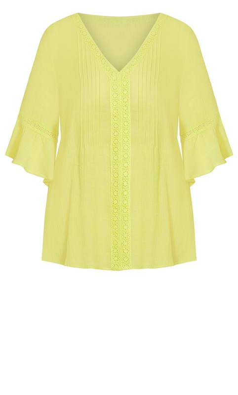 Evans Yellow Pleat Lace Tunic 5