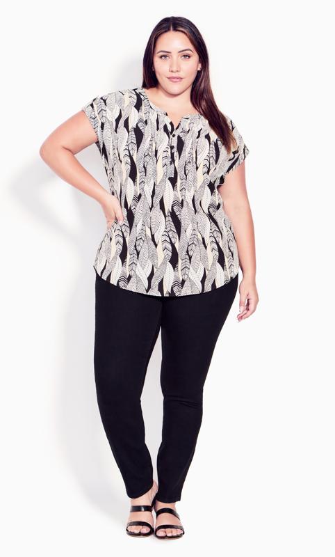 Button Pleat Ivory Print Top 1