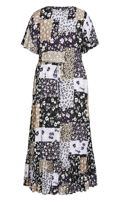 Evans Black Patchwork Floral Print Angel Sleeve Maxi Dress 4