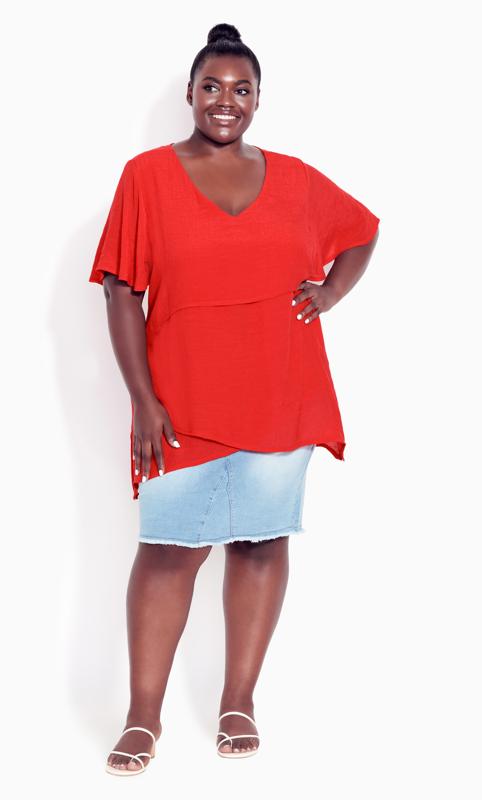 Plus Size  Evans Red Mylah Layer Tunic