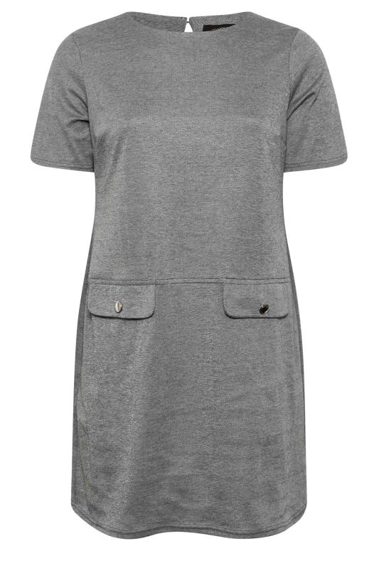 Plus Size Grey Knitted Pocket Dress | Yours Clothing 6