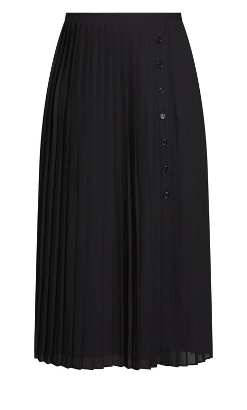 Ava Black Pleated Button Midi Skirt 5