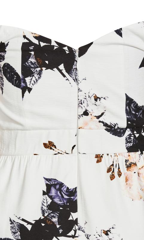 Evans White & Black Floral Print Bardot Dress 6