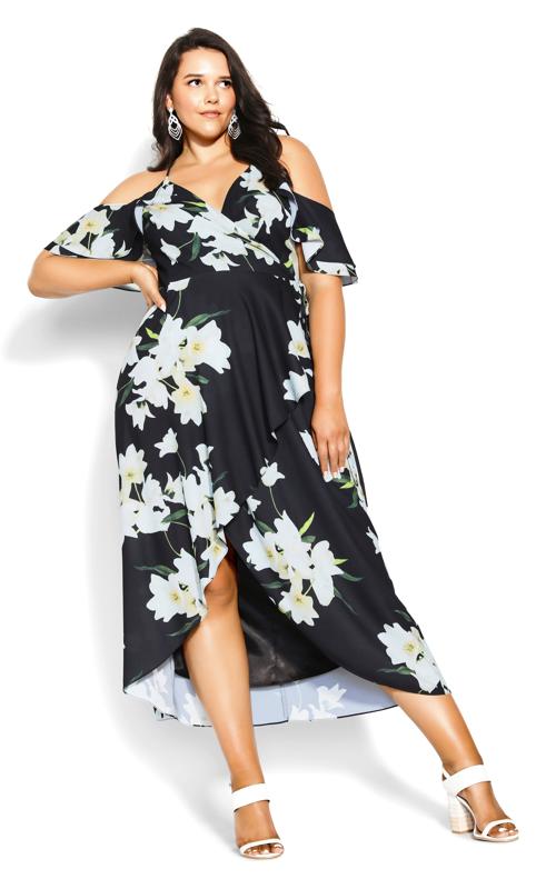 Evans Black Elegant Floral Maxi Dress 2