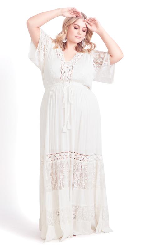 Evans Ivory Raven Lace Embroidered Maxi Dress 1