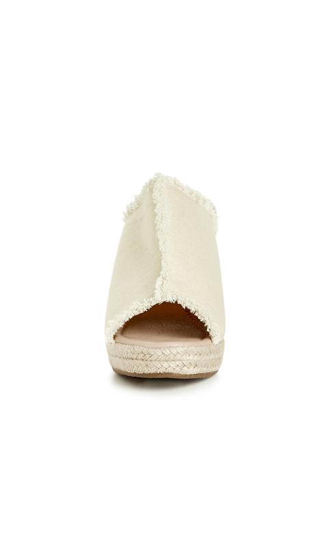 Evans Beige WIDE FIT Frayed Woven Wedge Mules 5