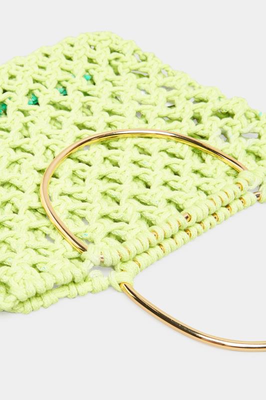 Plus Size Lime Green Crochet Handle Bag | Yours Clothing 5