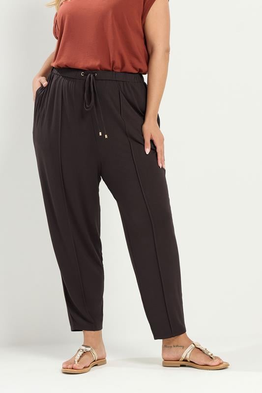  YOURS Curve Brown Wide Leg Seam Joggers