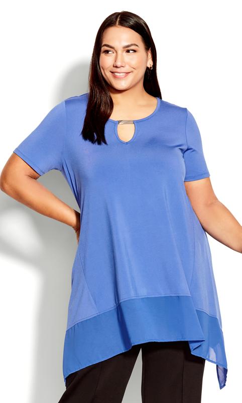  Women Summer Shirt Plus Size Tunic Tops For Leggings Chiffon  Blouses Navy XL