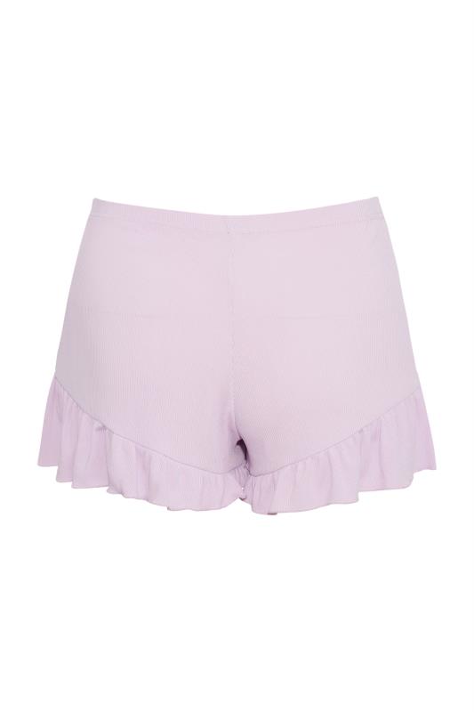 LIMITED COLLECTION Lilac Purple Frill Ribbed Pyjama Shorts 7