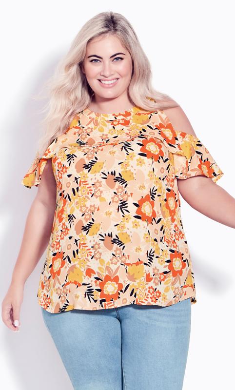 Plus Size  Avenue Yellow Emmy Frill Top