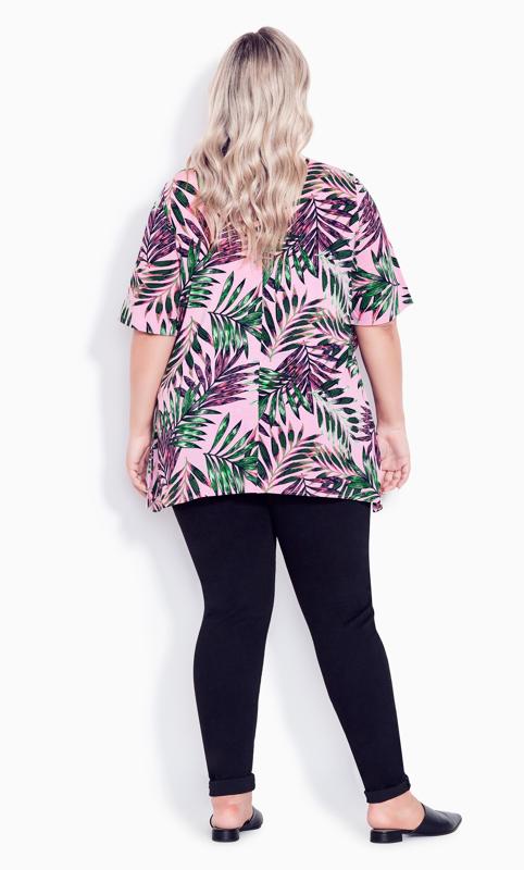 Evans Pink Tropical Print Layered T-Shirt 4