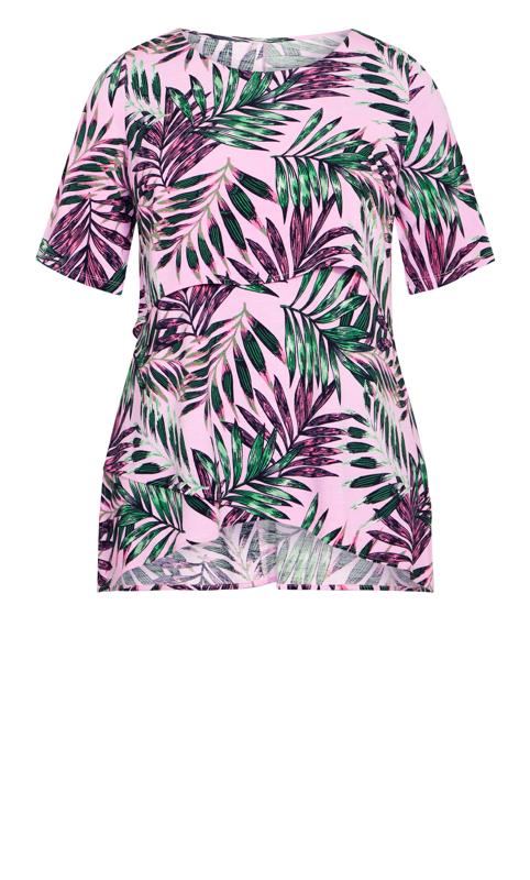 Evans Pink Tropical Print Layered T-Shirt 5