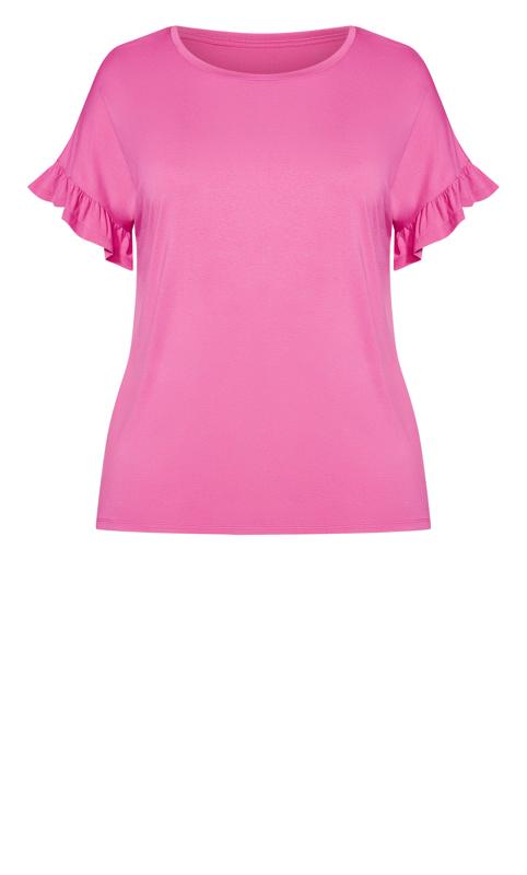 Evans Purple Frill Sleeve T-Shirt 5