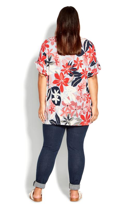 Evans Grey & Red Floral Frill Top 4