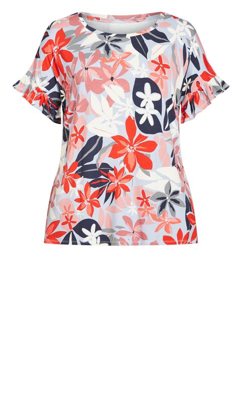 Evans Grey & Red Floral Frill Top 5