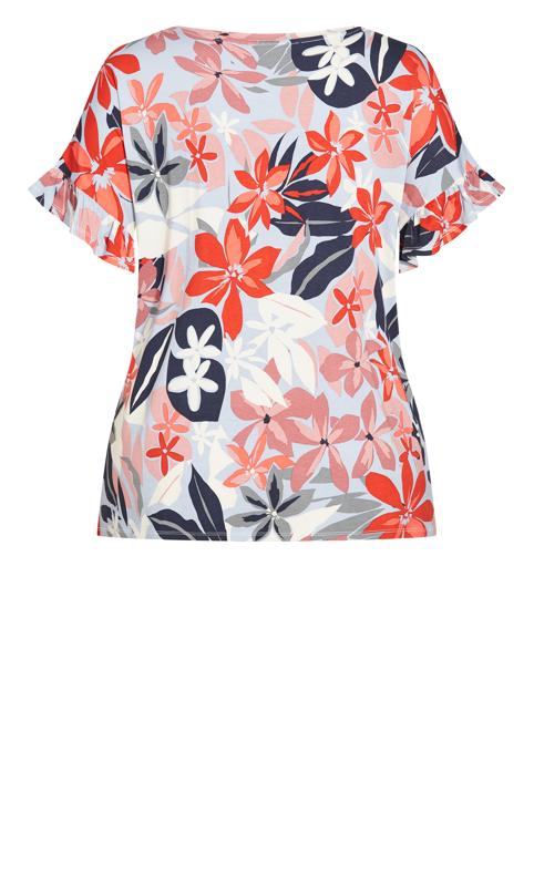 Evans Grey & Red Floral Frill Top 6