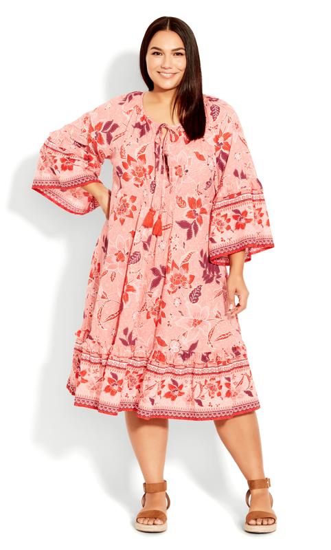 Plus Size  Avenue Pink Floral Tunic Dress