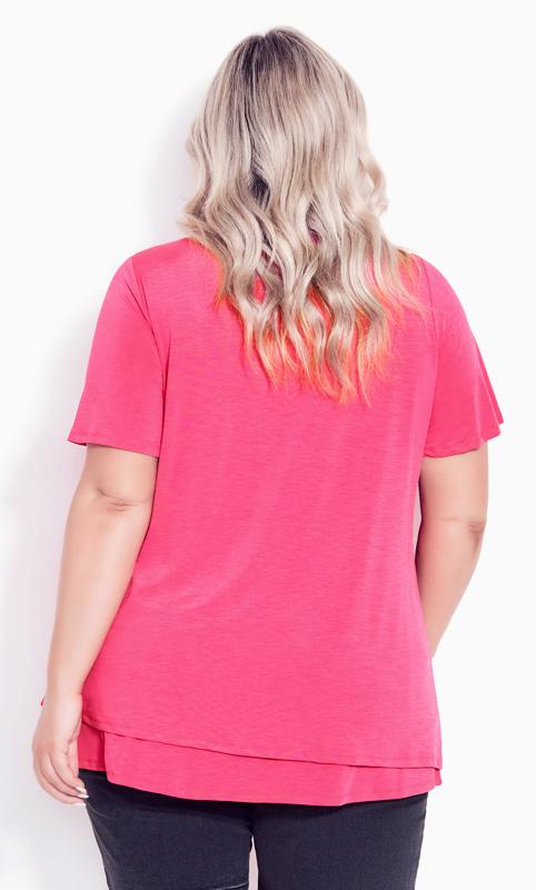 Evans Pink Asymmetric Hem T-Shirt 3