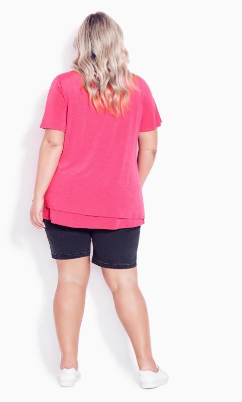 Evans Pink Asymmetric Hem T-Shirt 4