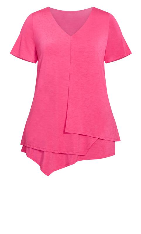 Evans Pink Asymmetric Hem T-Shirt 5