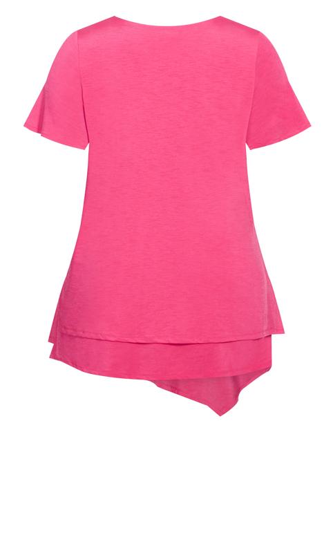 Evans Pink Asymmetric Hem T-Shirt 6