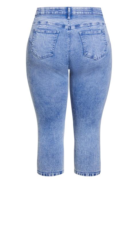 Evans Blue Mid Wash Ripped Cropped Jeans 8