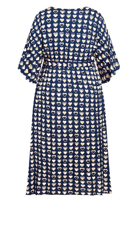 Loralette Navy & Yellow Heart Print Wrap Maxi Dress 6