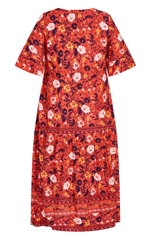 Evans Orange Floral Print Pocket Maxi Dress 4