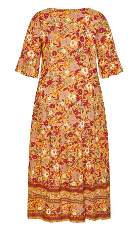 Evans Orange Floral Border Print Maxi Dress 4